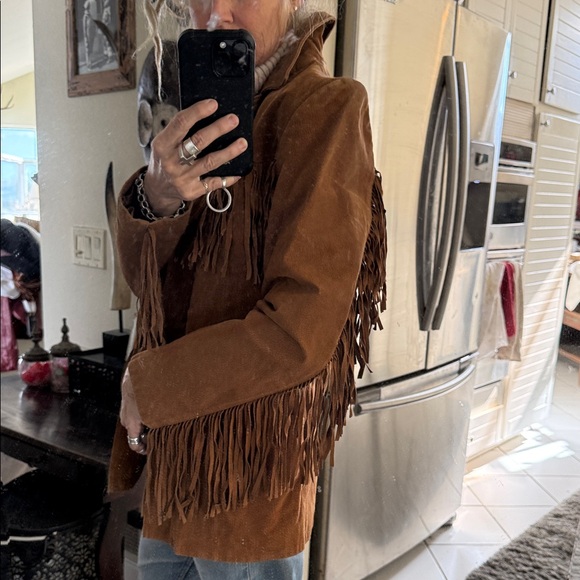 Gallery Jackets & Blazers - Vintage suede leather Brown Fringe Jacket
